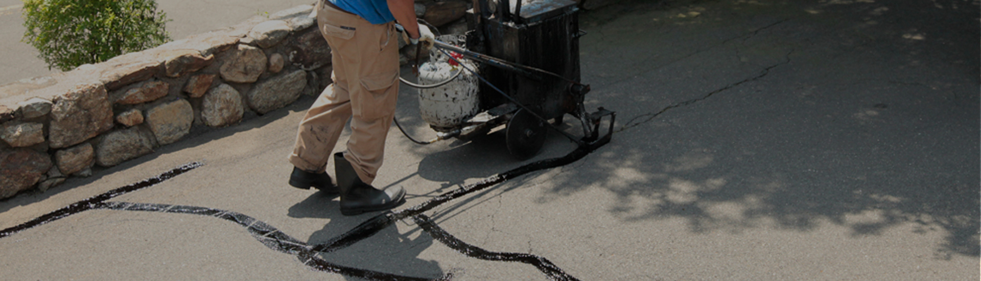 Cracks are repaired using hot, liquified rubber
